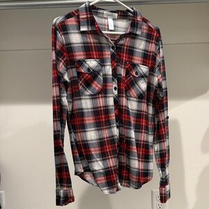 just be Red Navy and White Plaid Shirt